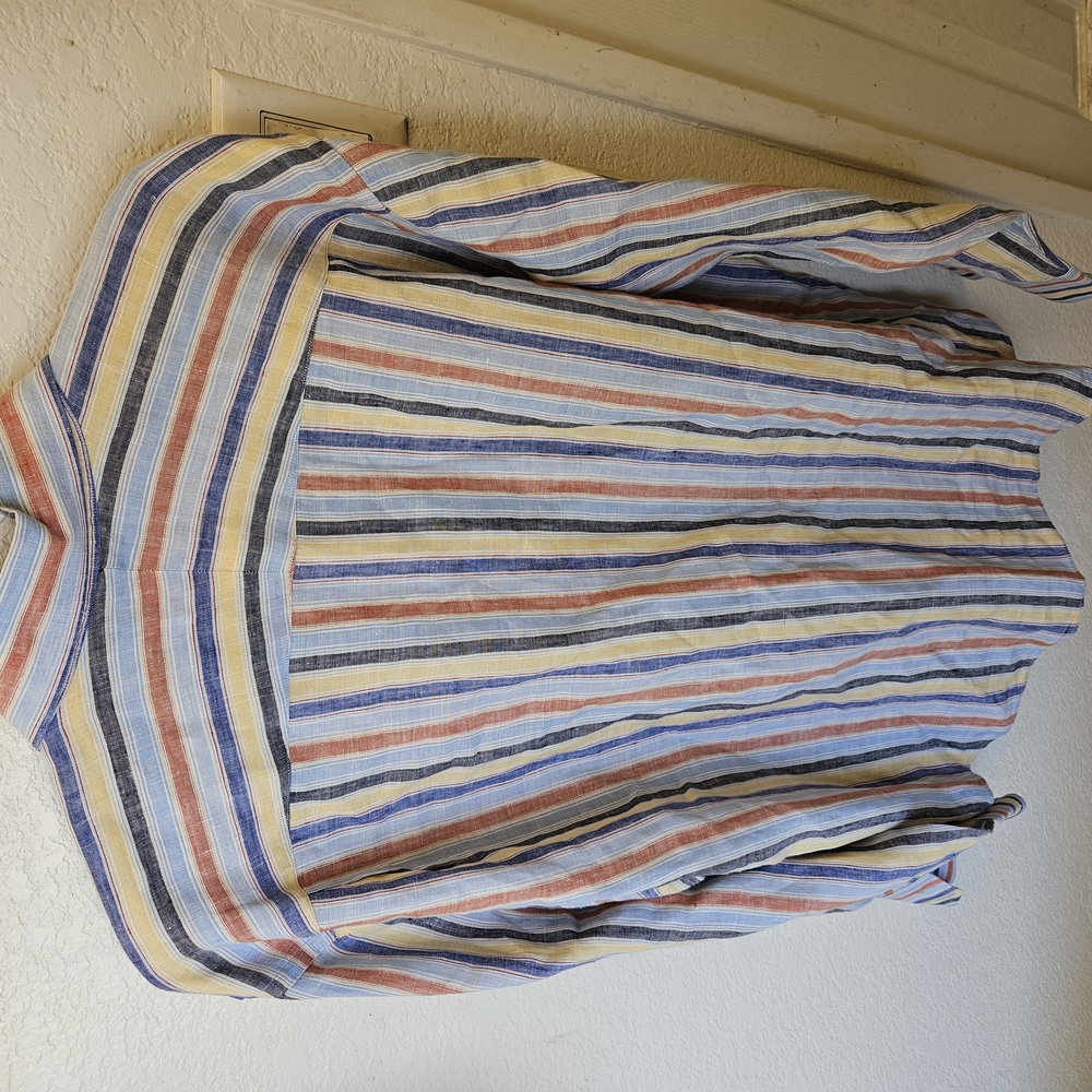 Robert Talbott, Button Up, Men's Dress Shirt, 100% Linen-light- Multi Colored